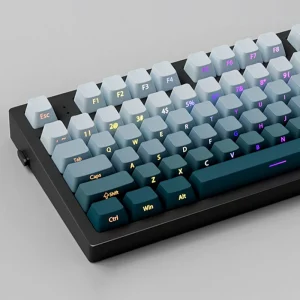 135 Keys Gradient Green Shine Through Keycaps Side Printed PBT Double Shot Keycaps OEM Profile for MX Switches Gaming Keyboards