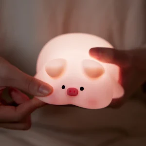 Pink Piggy Night Light Cute LED Silicone Night Lamp Indoor Atmosphere Pat Lamp Room Decoration USB Children's Night Light Gift