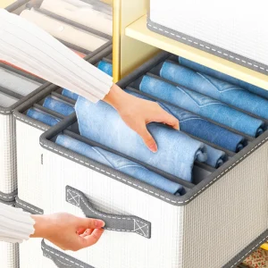 Thickened Pants Storage Box Foldable 6/7/9/12 Grids Organizer for Jeans Sweatshirt Shirt Wardrobe Organizers Cabinets and Drawer