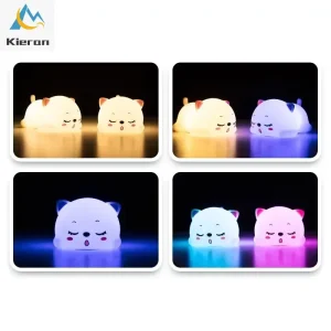 Lovely Cat USB Rechargeable Silicone LED Night Light Bedroom Bedside Floor Lamp with Remote for Kids Baby Gift Touch Sensor Lamp