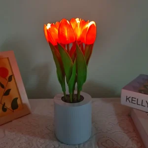 Rechargeable LED tulip night light simulated bouquet imitation lamp bedroom bedside dormitory decorative atmosphere lamp table