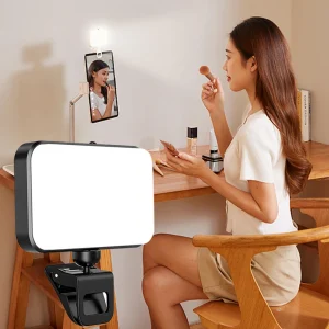 360 Degree Rotatable LED Selfie Fill Light Rechargeable Adjustable Brightness Clip On Phone Laptop Tablet For Meeting Make Up