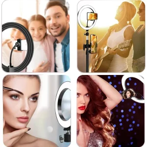 2024 Selfie Ring Light With Flexible Mobile Phone Holder Lazy Bracket Desk Lamp LED For Youtube Live Stream Office Kitchen Stand