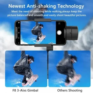 QAML F8 Handheld 3-Axis Gimbal Phone Holder Anti Shake Video Record Stabilizer for Xiaomi iPhone Cellphone Smartphone