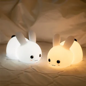 1pc Cute rabbit nightlight remote control dimmable rechargeable silicone rabbit light children's baby toy gift touch sensor