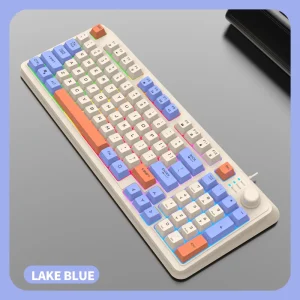 New Gaming keyboard Wired USB Knob to Adjust Volume Backlight Mechanical Feel for Office/Gaming 94 keys Thin Film keyboard