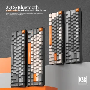 K68 2.4G Bluetooth Mechanical Keyboard Hot Swap Red and Blue Switch USB Type-C Gaming Mobile Device