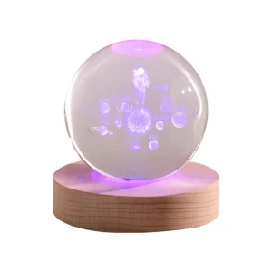 Desktop Decorative Night Lamp, Luminous Galaxy, Crystal Ball, Astronaut Decoration, 3D Laser Engraving, Birthday Gift, 6 cm, 8cm