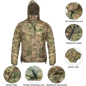 Camouflage Folding Raincoat Set Portable Travel Rain Suit Military Poncho Waterproof Goods for Fishing Motorcycle Storm Jacket