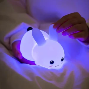 1pc Cute rabbit nightlight remote control dimmable rechargeable silicone rabbit light children's baby toy gift touch sensor