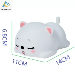 Lovely Cat USB Rechargeable Silicone LED Night Light Bedroom Bedside Floor Lamp with Remote for Kids Baby Gift Touch Sensor Lamp