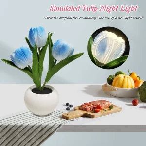 LED Tulip Night Light Simulation Flower Table Lamp With USB Battery Romantic Desk Lights Decor Bedroom Lighting Birthday Gift.