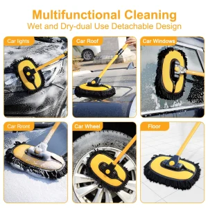 Car Washing Brush Mop Long Handle Telescoping Cleaning Tool Retractable Bent Bar Wash Brushes Chenille Broom Super Absorbent