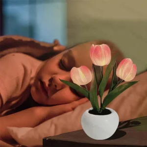 LED Tulip Night Light Simulation Flower Table Lamp With USB Battery Romantic Desk Lights Decor Bedroom Lighting Birthday Gift.