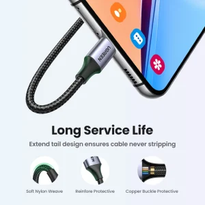 UGREEN 3A USB Type C Cable For Realme Xiaomi Samsung S21 Fast Charging Wire USB-C Charger Data Cord For iPad Samsung Poco USB C