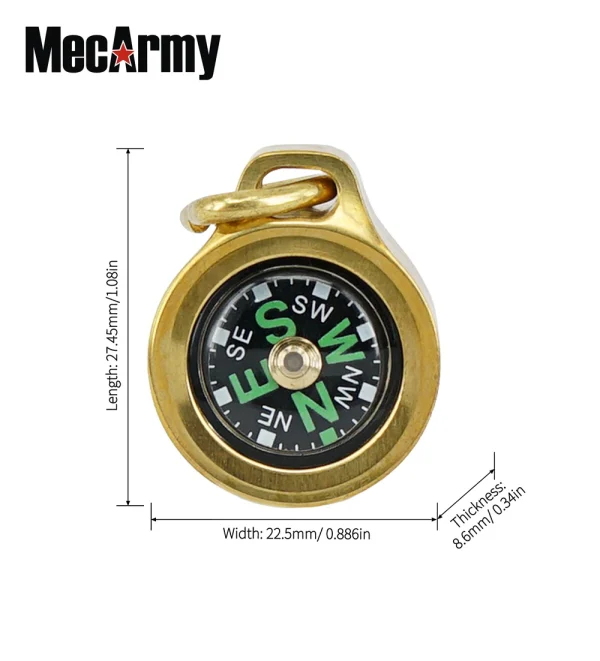 MecArmy Brass CMP Compass direction identity Compass Outdoor Compass with Lanyard - may be worn as a pendant