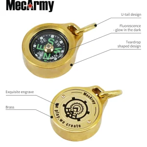 MecArmy Brass CMP Compass direction identity Compass Outdoor Compass with Lanyard - may be worn as a pendant