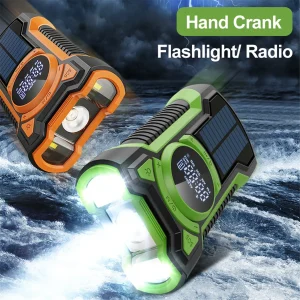 Hand Crank Solar Radio Portable AM/FM/ Weather Radio with LED Flashlight Bluetooth 5.0 Speaker Emergency Radio-C