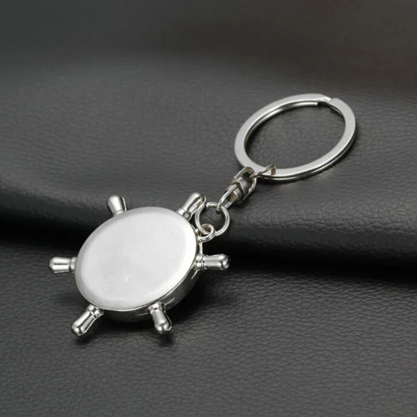 Outdoor Gadget Mini Imitation Rudder Helm Compass For Camping Adventures Key Chain Charm Pendant Gift