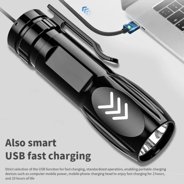 Flashlight LED Outdoor Household LED Torches Mini USB Charging Rechargeable Battery Portable Flashlight