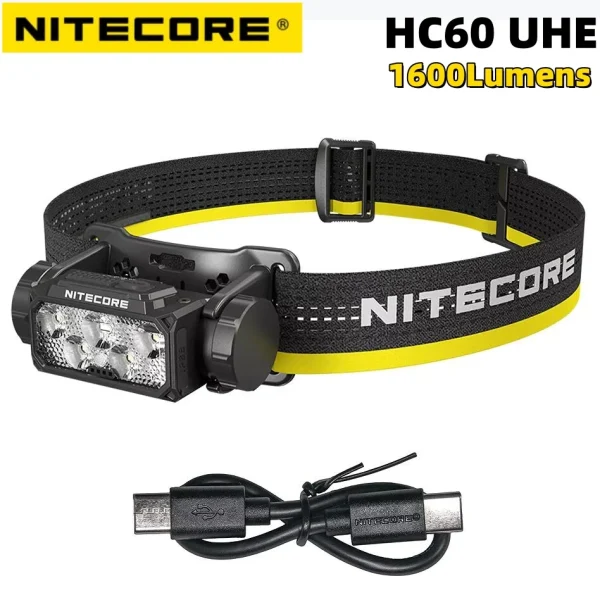 New Arrival NITECORE HC60 UHE Headlights USB-C Rechargeable 1600Lumens 6 x NiteLab UHE LEDs Headlamp Built-in 4000mAh Battery