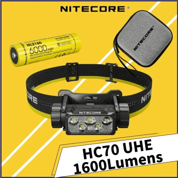 NITECORE HC70 UHE USB-C Rechargeable 1600Lumens Waterproof Wrok Headlamp Inlcude 21700 6000mAH Battery