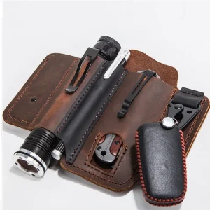 With Buckle Outdoor Portable Tactical Multifunction Belt Holster Genuine Cowhide Leather Pocket EDC Multitool Sheath Hunting Bag