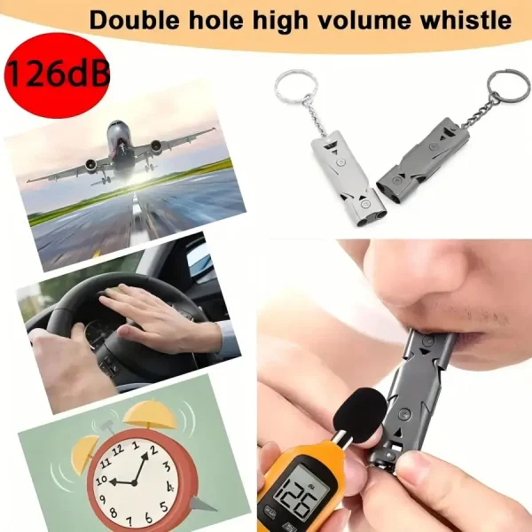 2pc Stainless Steel Emergency Whistle High Decibel Outdoor Survival Emergency Whistle, Camping Tool Multifunction Whistle