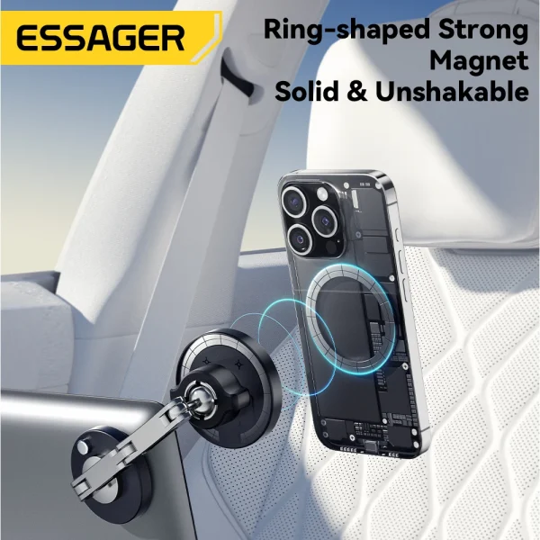 Essager 15W Magnetic Wireless Car Phone Holder Telescoping 360 Degree Car Mount For iphone 15 14 Samsung Universal Holder Stand