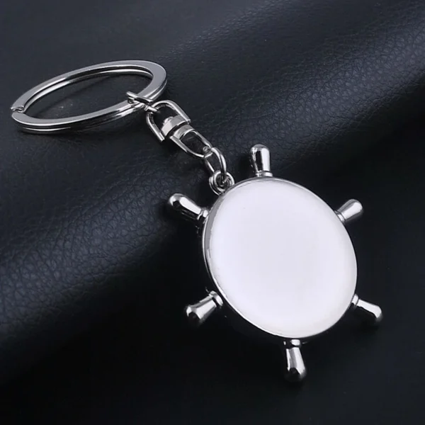 Outdoor Gadget Mini Imitation Rudder Helm Compass For Camping Adventures Key Chain Charm Pendant Gift