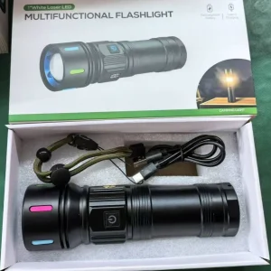 XC-902 4 Light Sources Flashlight Powerful LED 2200LM Flashlights Rechargeable Zoom Fishing Light with Camping Side Light