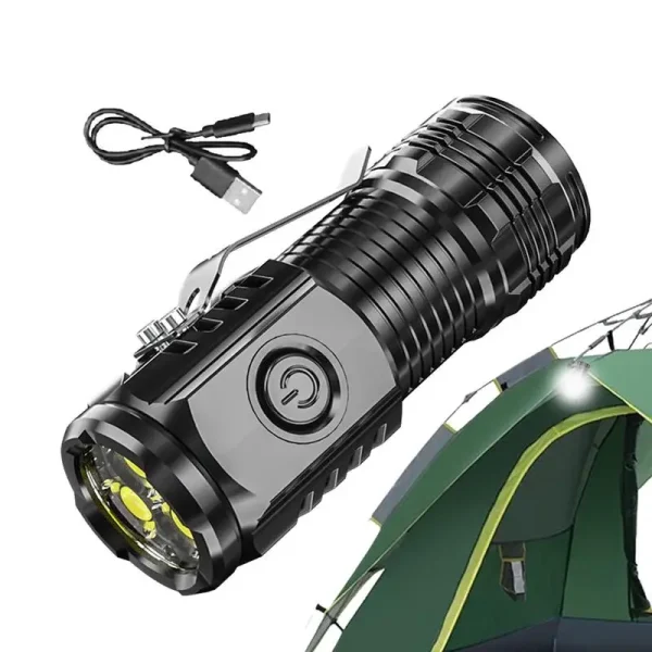 Three Eye Mini Flashlight Super Power Type-C Super Bright Flashlight Long-Range Powerful Flash Lights Portable Waterproof