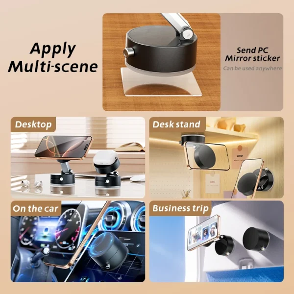 Mini Vacuum Double Side Magnetic Suction Cup Holder Foldable Kitchen Lazy Phone Bracket For iPhone Android Smartphone