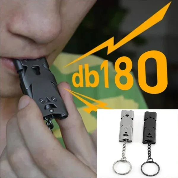 Portable Whistle 180 db Aluminum Alloy Double Tube Lifesaving Emergency SOS Safety Survival Tool Kit Camping Outdoor Equipment