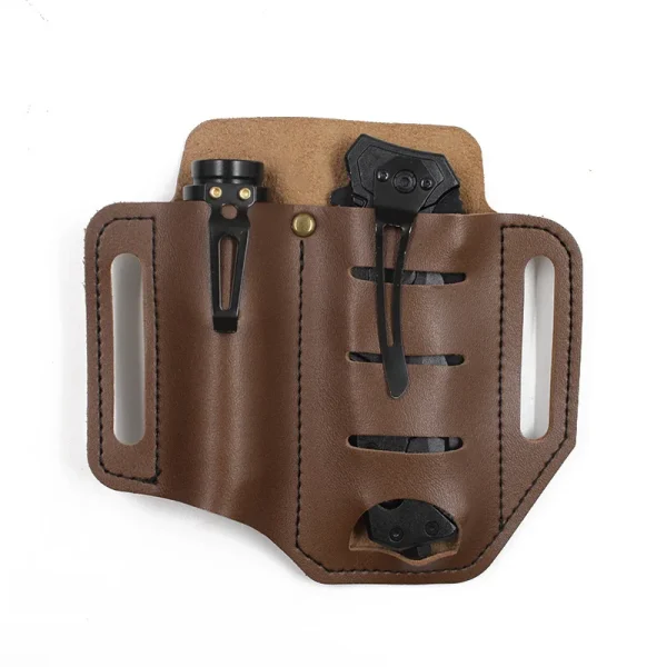 1PC Outdoor EDC Tool Storage Holster Cover Knife Tactical Pen Flashlight Universal Belt PU Leather Storage Cover Case