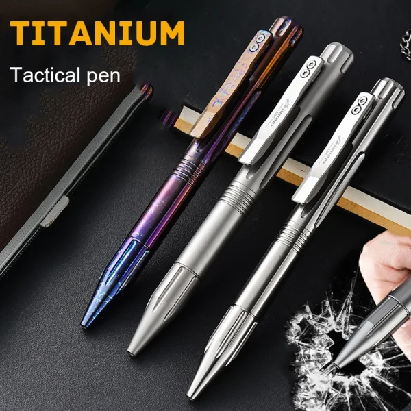 TC4 Titanium Window Breaking Tactica Pen Mini Self Defense Outdoor Camping Portable EDC High-end Signature Pen For Women's