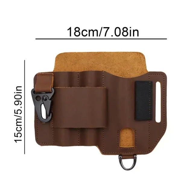 Leather EDCs Organizer Sheath EDCs Belt Sheath Pocket Organizer Multitool Pouch with Pen Holder for Flashlight Knives Car Key