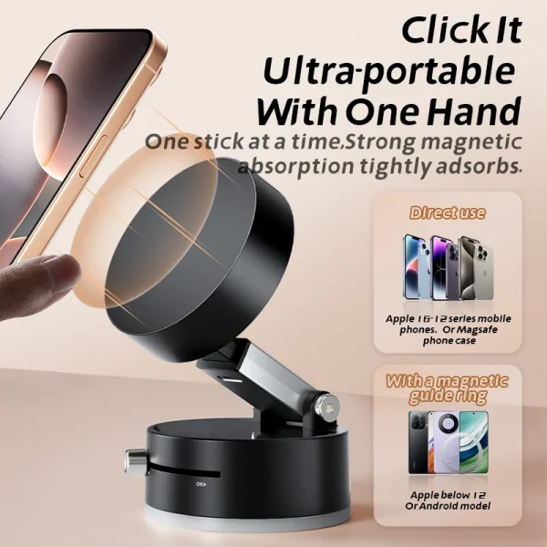 Mini Vacuum Double Side Magnetic Suction Cup Holder Foldable Kitchen Lazy Phone Bracket For iPhone Android Smartphone