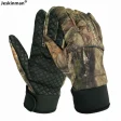 Autumn Winter Anti-Skid Gloves Tree Bionic Camouflage Hunting Gloves Two Finger Cut Fishing Gloves Thermal Full Finger Mittens